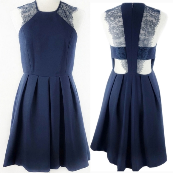 BCBGeneration Dresses & Skirts - BCBGeneration navy blue lace Sleeveless cutout dress 6